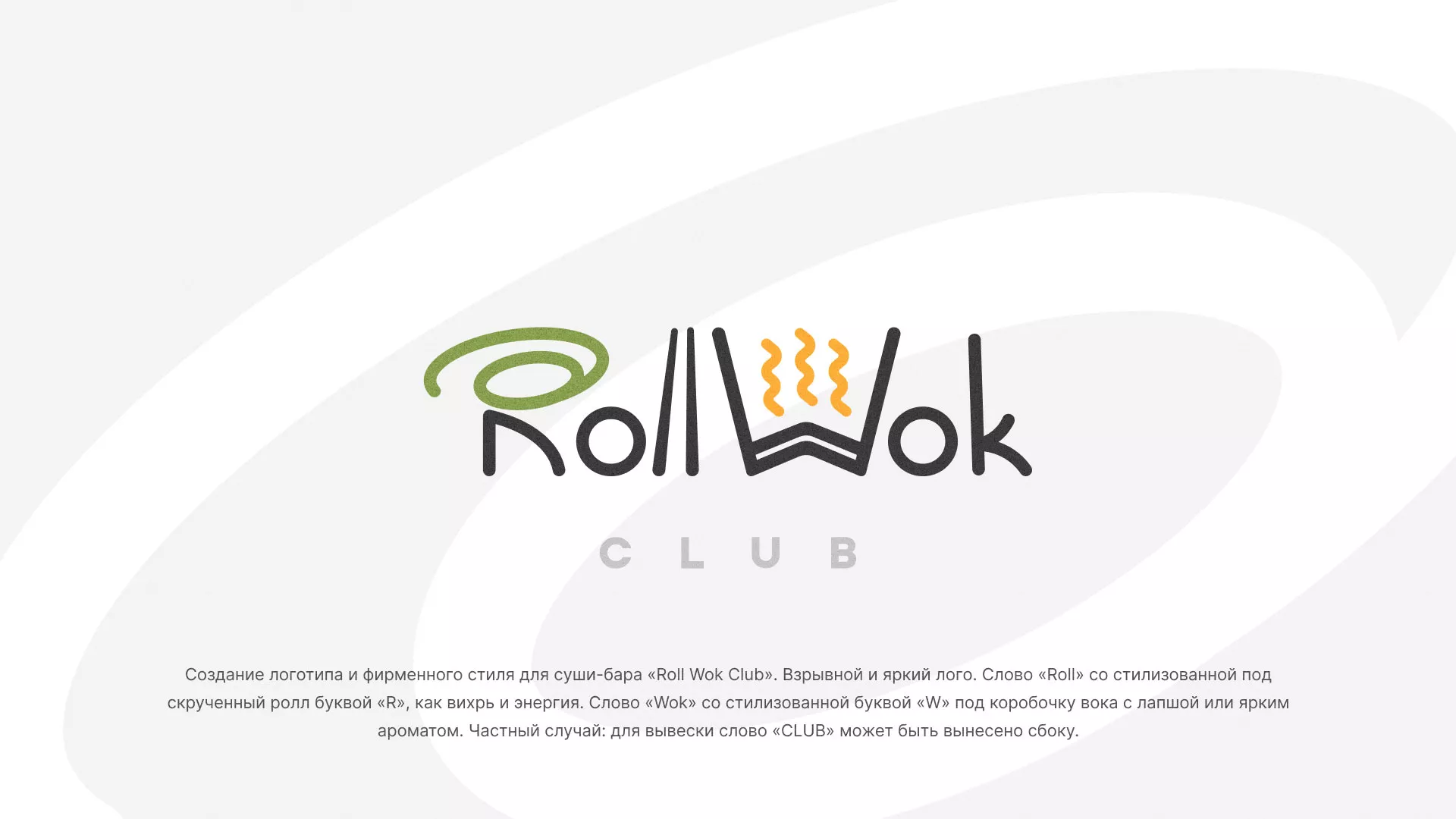 Разработка логотипа и фирменного стиля суши-бара «Roll Wok Club» в Ипатово
